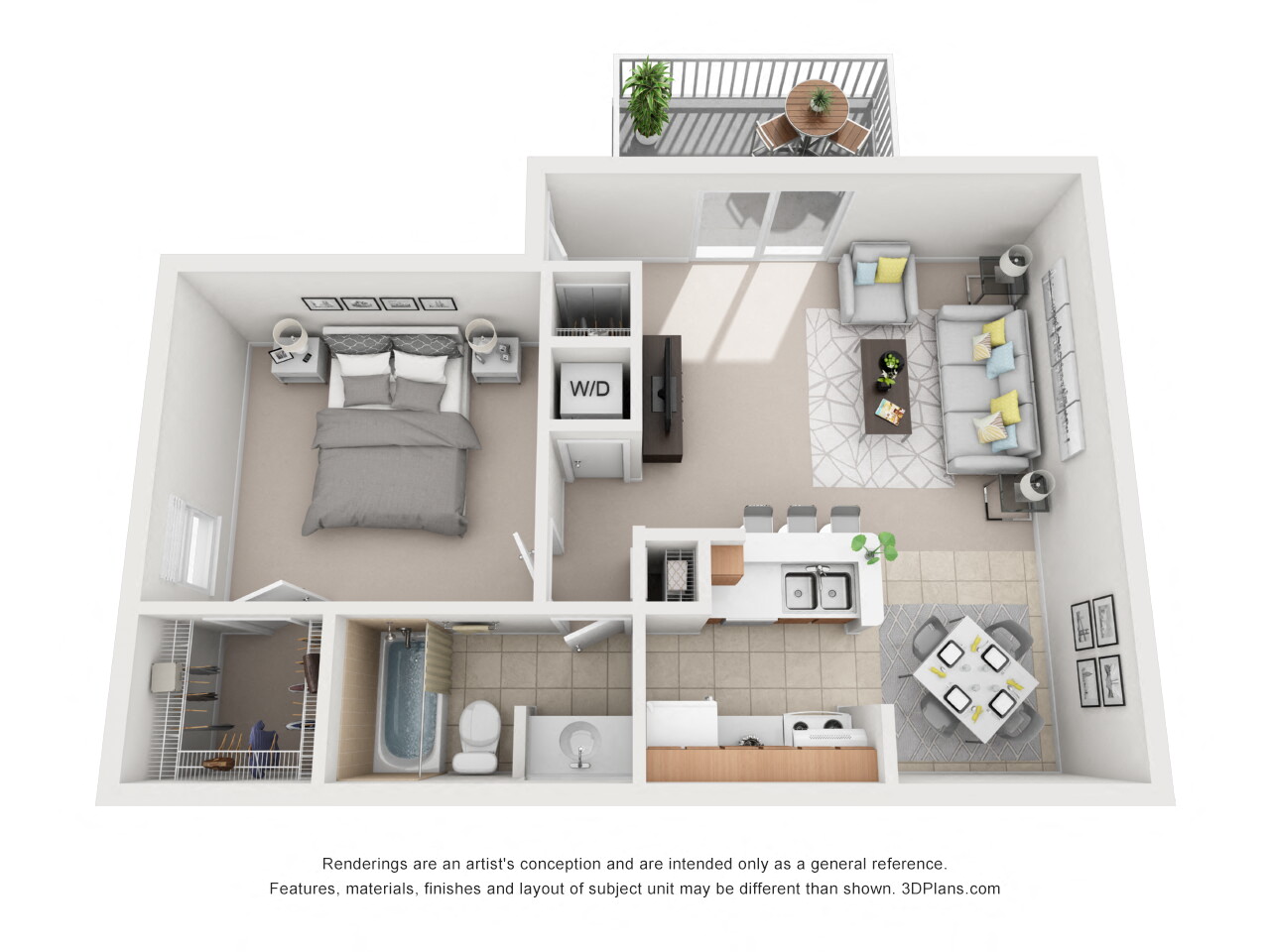 715 sq.ft. One Bed One Bath